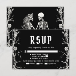 Schwarze und Weiße Gotische Halloween-Skelette Hoc RSVP Karte