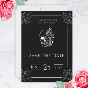 Schwarze und weiße gotische Hochzeit - Save the Da Date