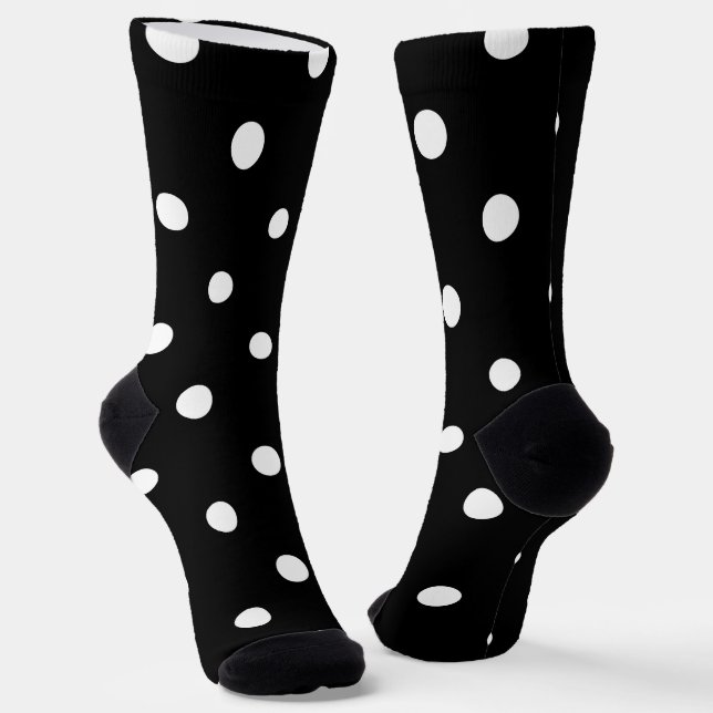 Schwarze und weiße große Polka-Punkte Socken (Gewinkelt)