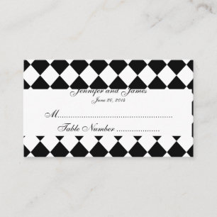 Schwarze und weiße Harlekin-Hochzeit-Platzkarte Platzkarte
