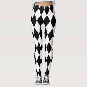 SCHWARZE UND WEISSE HARLEQUIN LEGGINGS