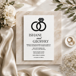 Schwarze und weiße Hochzeitseinladung Minimalist C RSVP Karte