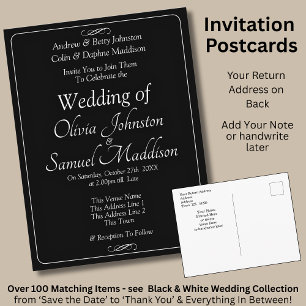 Schwarze und weiße Hochzeitseinladung mit Unendlic Postkarte