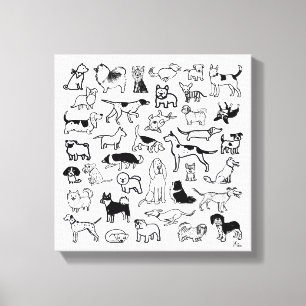 Schwarze und weiße Hunde   Eine Reihe von Hundebra Leinwanddruck