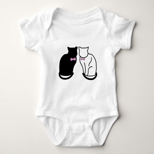 Schwarze und weiße Katze Baby Strampler (Vorderseite)