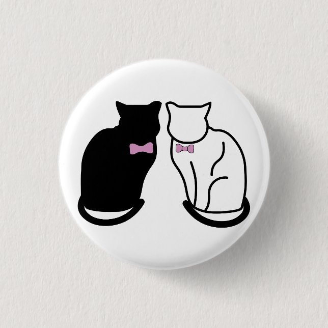 Schwarze und weiße Katze Button (Vorderseite)