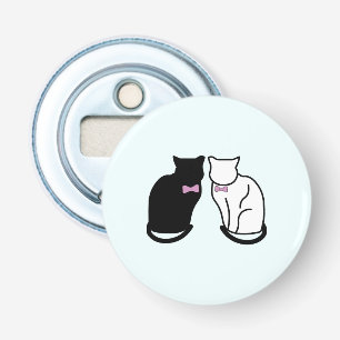 Schwarze und weiße Katze Flaschenöffner