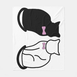 Schwarze und weiße Katze Fleecedecke