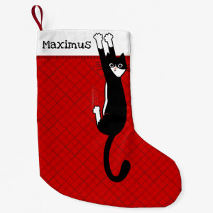 Schwarze und weiße Katze Funny Tuxedo Cat Holida Kleiner Weihnachtsstrumpf