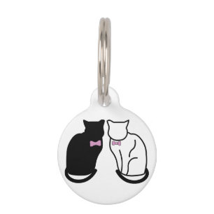 Schwarze und weiße Katze Haustiermarke