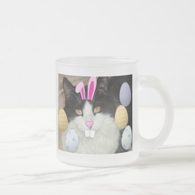 Schwarze und weiße Katze Mattglastasse (Rechts)
