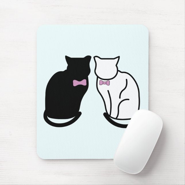 Schwarze und weiße Katze Mousepad (Mit Mouse)