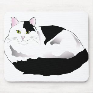 Schwarze und weiße Katze Mousepad