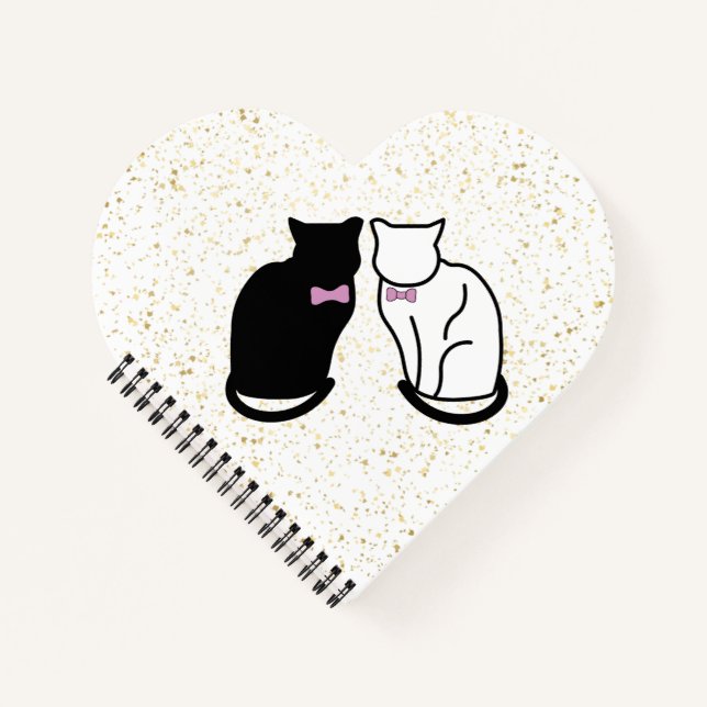 Schwarze und weiße Katze Notizbuch (Vorderseite)