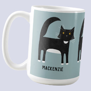 Schwarze und weiße Katze Personalisiert Kaffeetasse