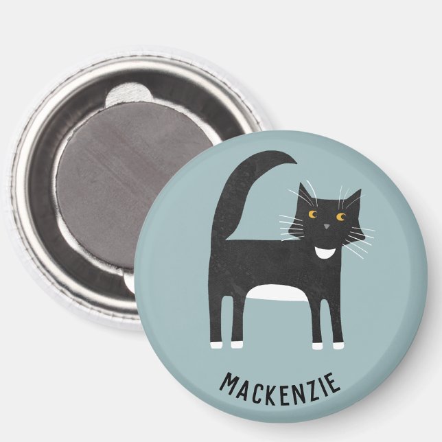 Schwarze und weiße Katze Personalisiert Magnet (Von Creator hochgeladen)