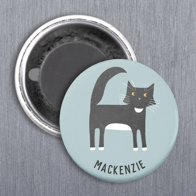 Schwarze und weiße Katze Personalisiert Magnet (Von Creator hochgeladen)