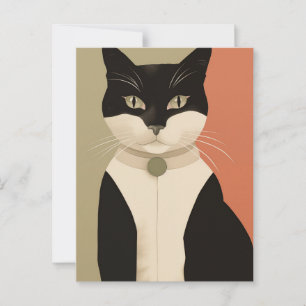 Schwarze und weiße Katze Postkarte