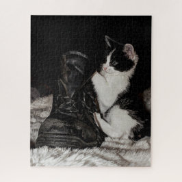 Schwarze und weiße Katze Puzzle
