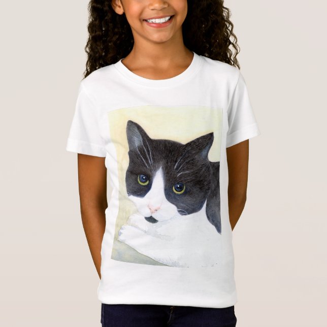 Schwarze und weiße Katze T-Shirt (Vorderseite)