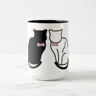 Schwarze und weiße Katze Zweifarbige Tasse