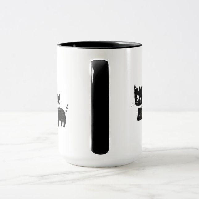 Schwarze und weiße Katzen 15oz Tasse (Griff)