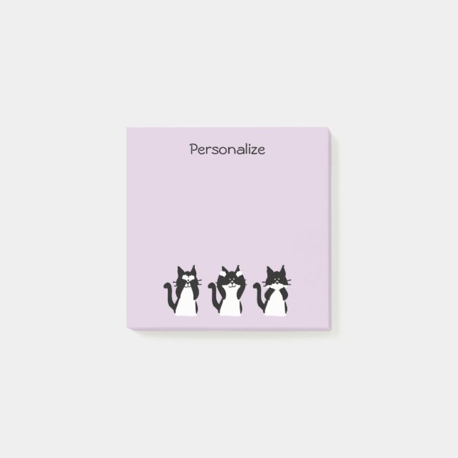 Schwarze und weiße Katzen | Drei kluge Kätzchen Li Post-it Klebezettel (Vorderseite)