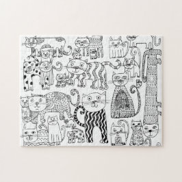 Schwarze und weiße Katzen Spaß Hand zeichnen Moder Puzzle