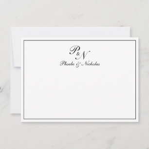 Schwarze und weiße klassische elegante Hochzeit Dankeskarte
