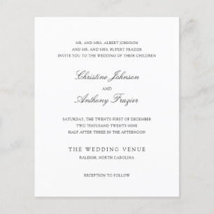 Schwarze und weiße klassische Hochzeitseinladung ' Flyer