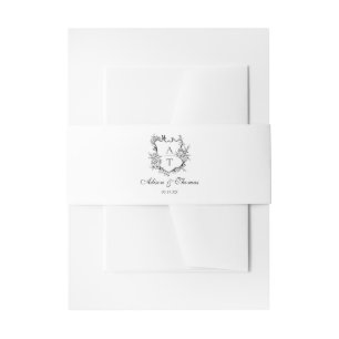 Schwarze und weiße klassische Monogramm-Wappen-Hoc Einladungsbanderole