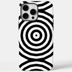 Schwarze und weiße konzentrische Kreise optische T iPhone 16 Pro Max Hülle