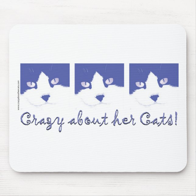 Schwarze und weiße, langhaarige Katze Mousepad (Vorne)