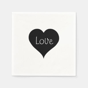 SCHWARZE UND WEISSE LIEBE - HERZSTELLE SERVIETTE