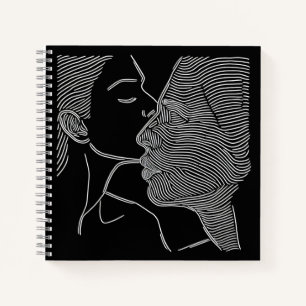 Schwarze und weiße Linienkunst für Paare Notizbuch