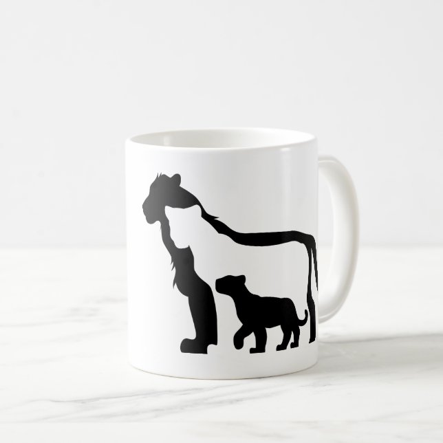 Schwarze und Weiße Löwen Tasse (VorderseiteRechts)