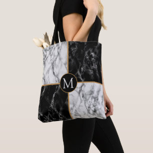 Schwarze und weiße Marmor-Tasche mit individuellem