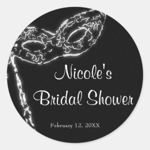 Schwarze und weiße Maskenbild-Maske elegante Party Runder Aufkleber