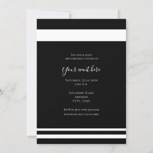 Schwarze und Weiße Minimale Elegante Dinnerparty-V Einladung