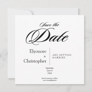 Schwarze und weiße minimale quadratische Hochzeit  Karte