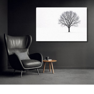 Schwarze und weiße minimalistische Baumkunst Leinwanddruck