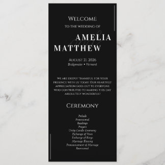 Schwarze und weiße minimalistische Hochzeit Programm