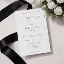 Schwarze und weiße minimalistische Hochzeitseinlad