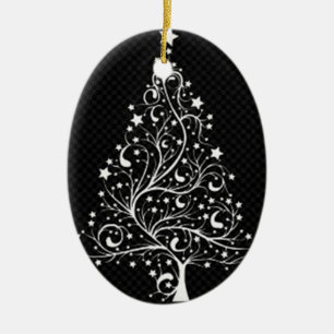 ***SCHWARZE UND WEISSE MODERNE CHRISTMAS TREE*** KERAMIK ORNAMENT