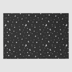 Schwarze und weiße Mond und Sterne Seidenpapier
