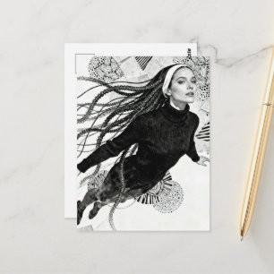 Schwarze und Weiße Nonne, die Fliegt Postkarte