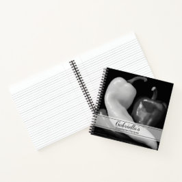 Schwarze und weiße Paprikaschoten Vegetarisches Re Notizbuch