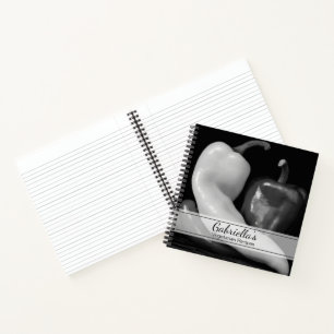 Schwarze und weiße Paprikaschoten Vegetarisches Re Notizbuch