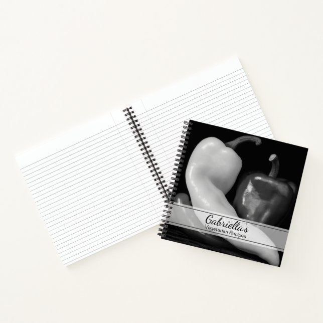 Schwarze und weiße Paprikaschoten Vegetarisches Re Notizbuch (Innenseite)