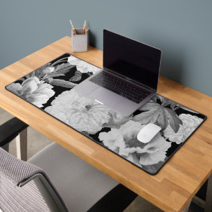 Schwarze und weiße Peonfarben Wasserfarben Schreibtischunterlage